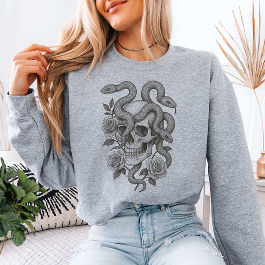 Snake and Skull Sweatshirt – Spirit Animal of Transformation and Rebirth