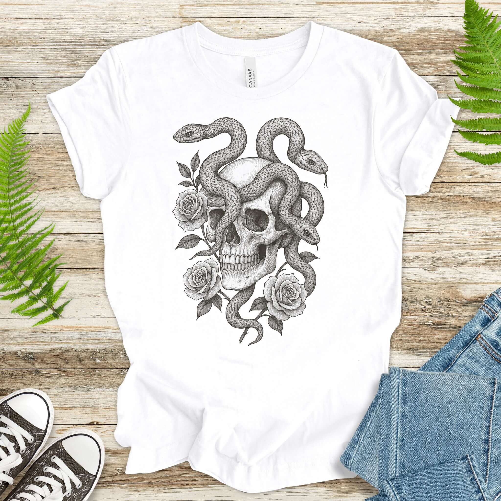 Snake and Skull T-Shirt – Spirit Animal of Transformation and Rebirth