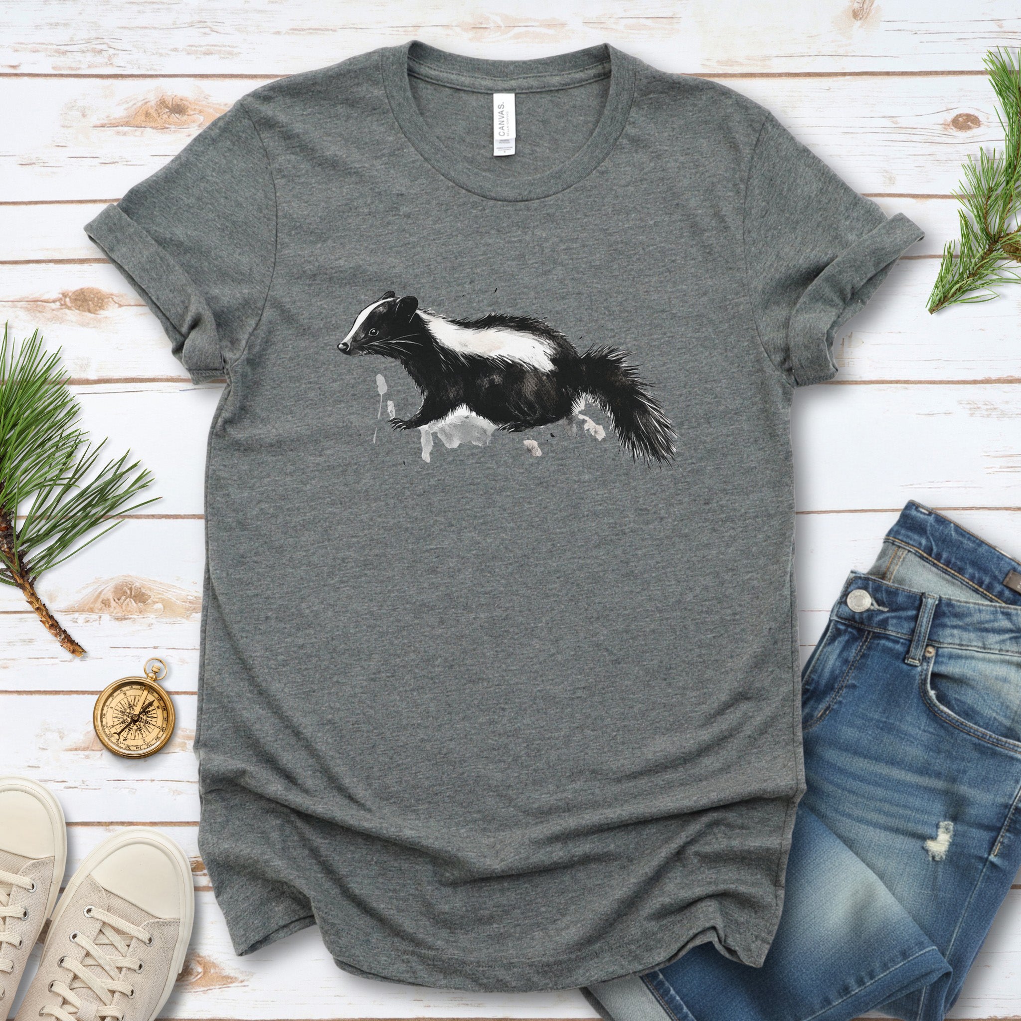Watercolor Skunk T-Shirt – Cute & Quirky Forest Animal Lover Tee