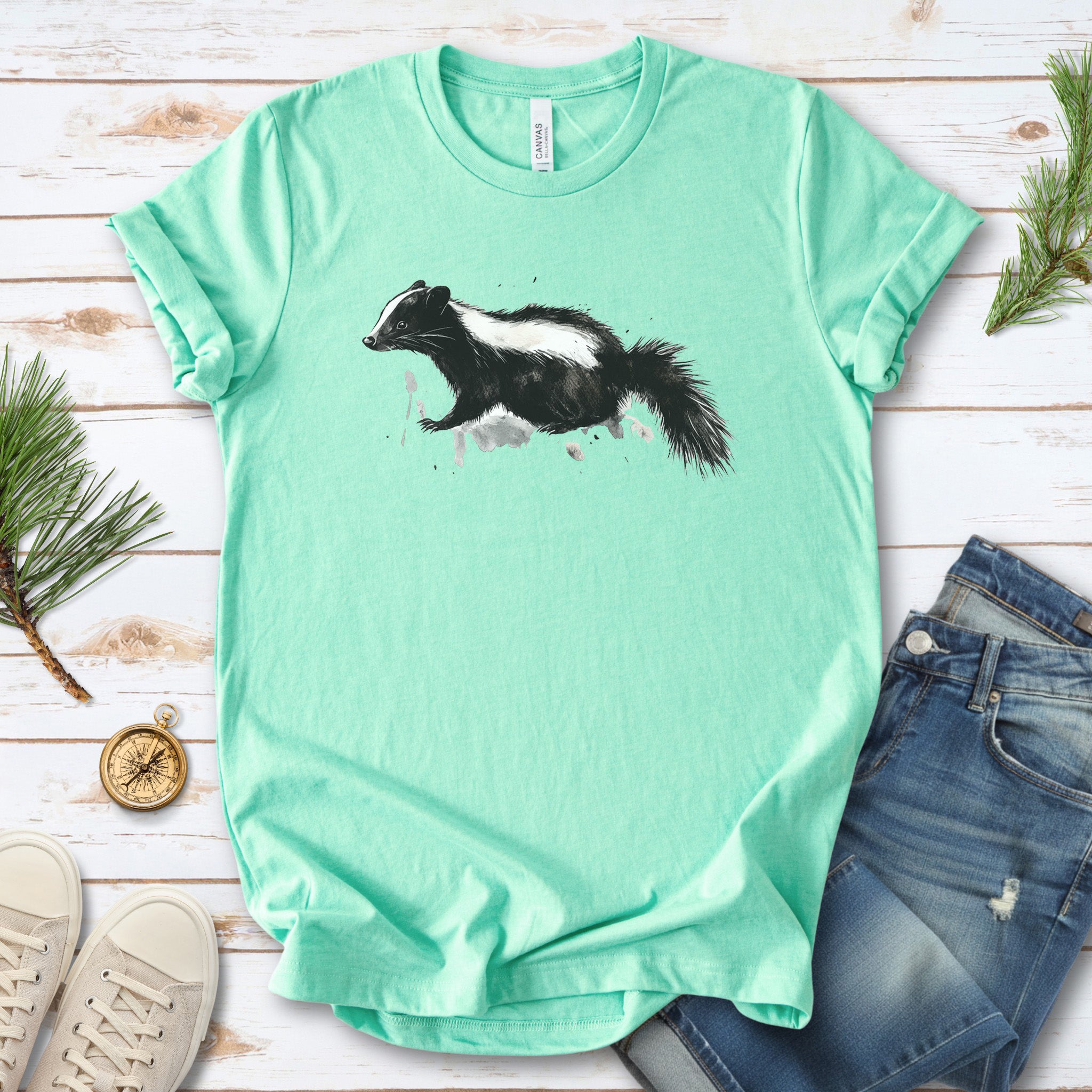 Watercolor Skunk T-Shirt – Cute & Quirky Forest Animal Lover Tee