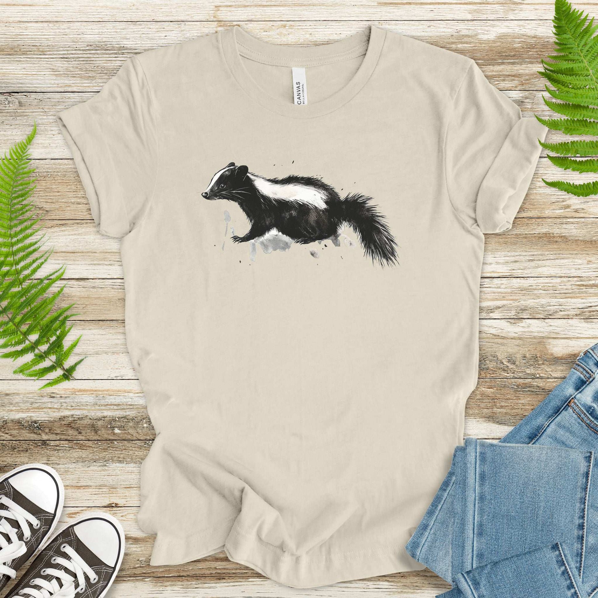 Watercolor Skunk T-Shirt – Cute & Quirky Forest Animal Lover Tee