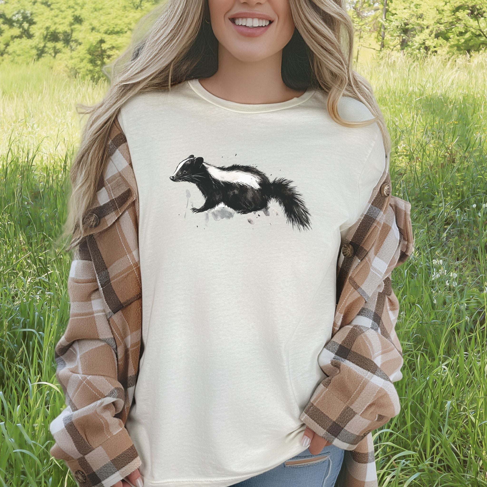 Watercolor Skunk T-Shirt – Cute & Quirky Forest Animal Lover Tee