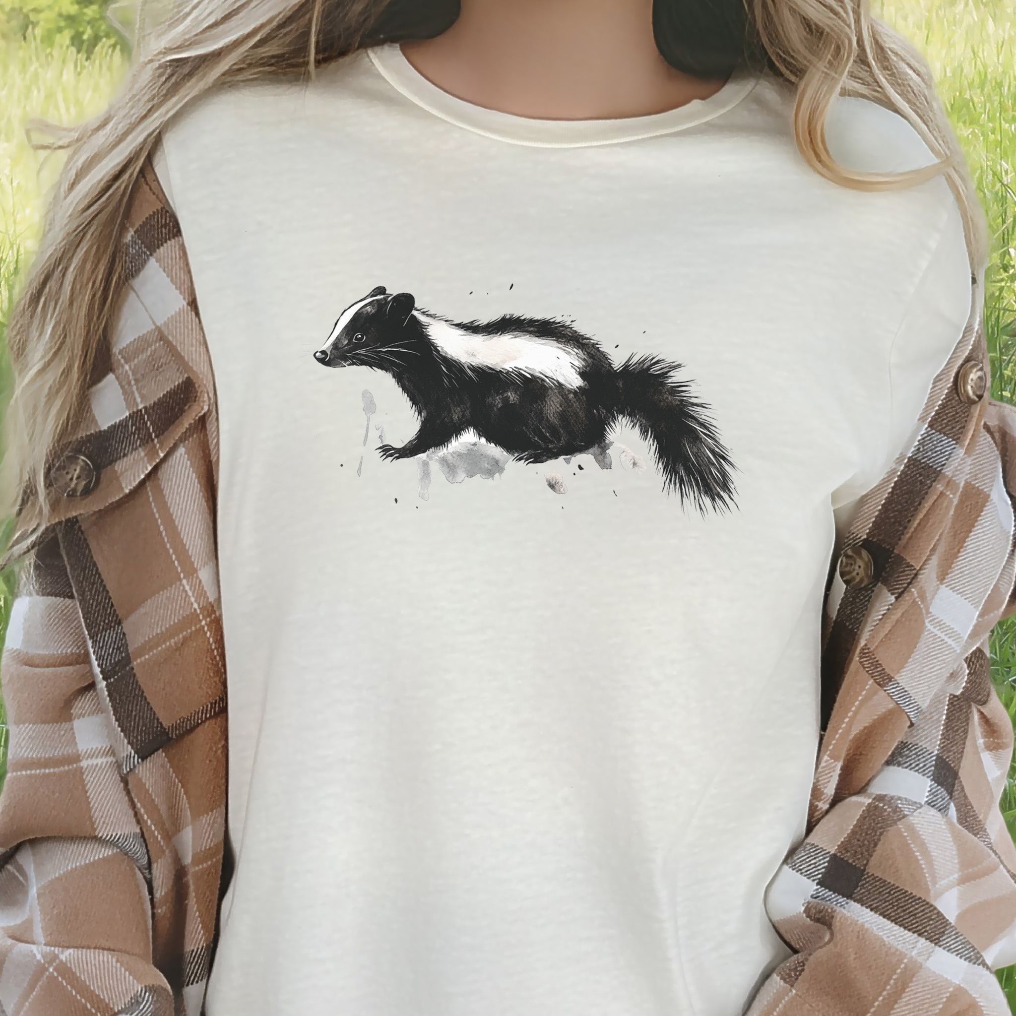Watercolor Skunk T-Shirt – Cute & Quirky Forest Animal Lover Tee