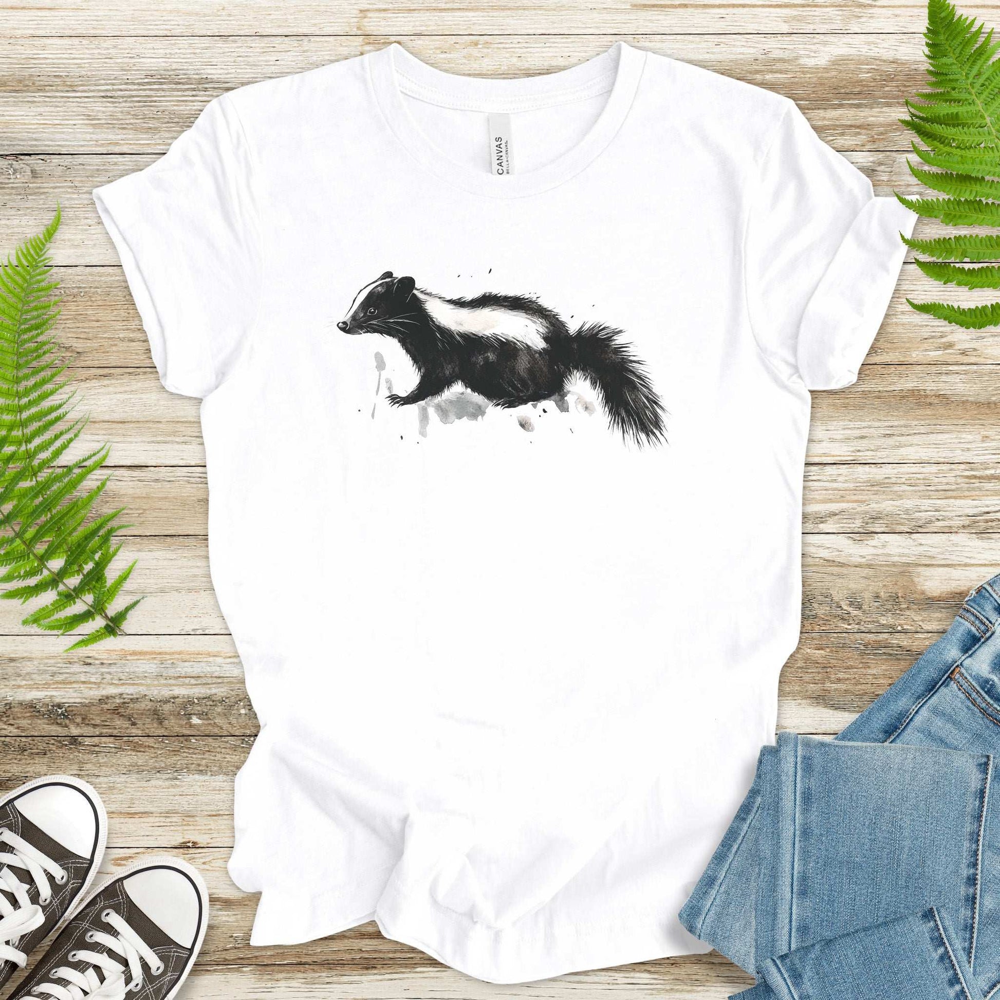 Watercolor Skunk T-Shirt – Cute & Quirky Forest Animal Lover Tee