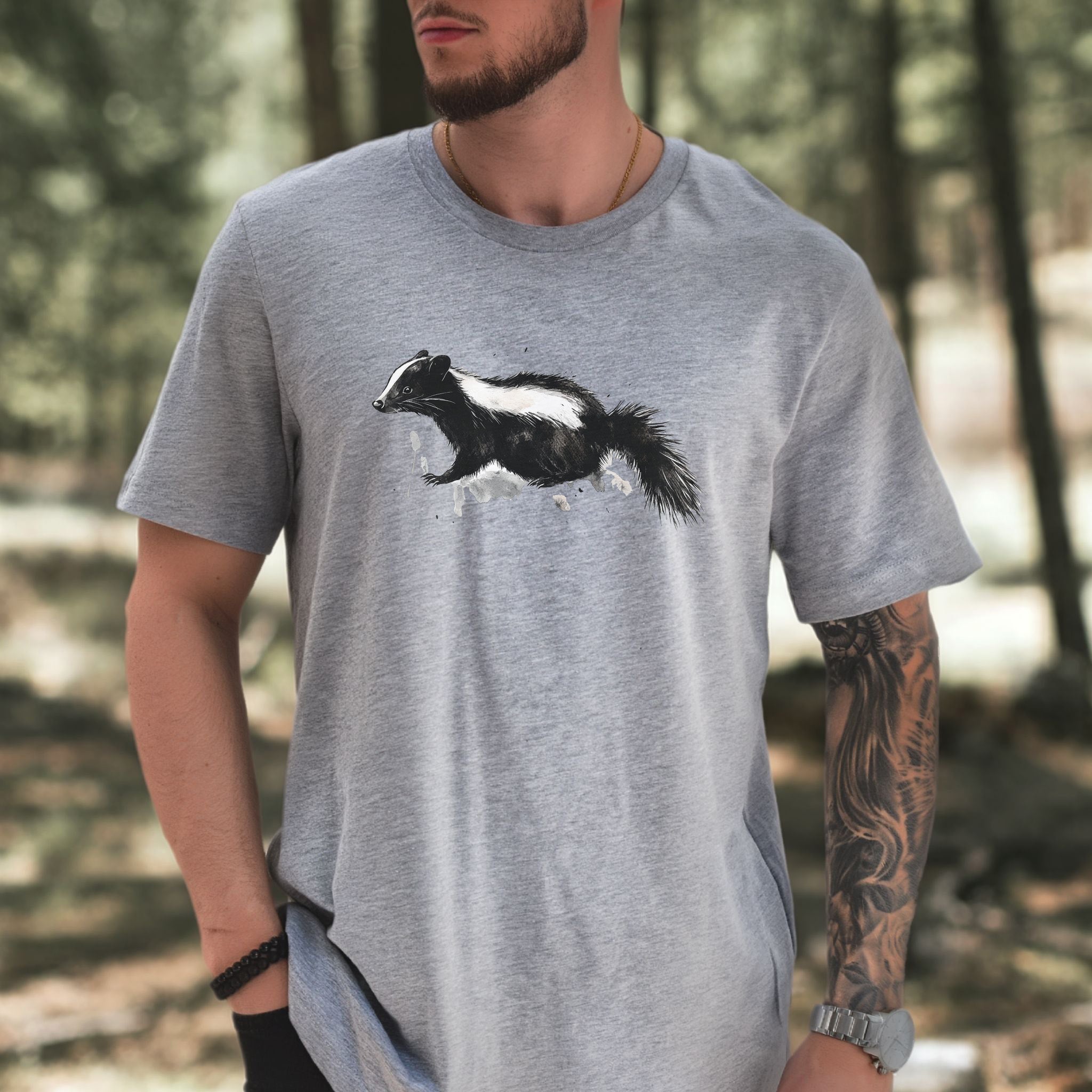 Watercolor Skunk T-Shirt – Cute & Quirky Forest Animal Lover Tee