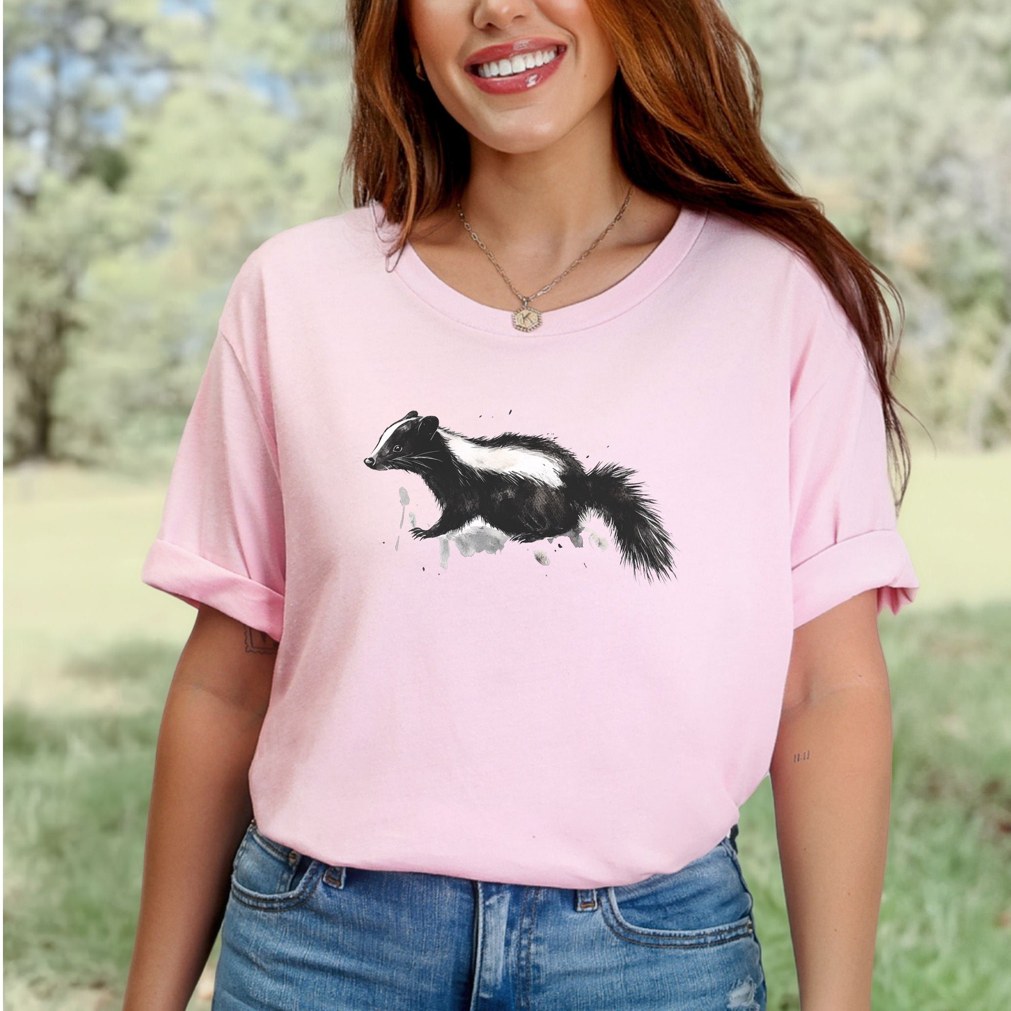 Watercolor Skunk T-Shirt – Cute & Quirky Forest Animal Lover Tee