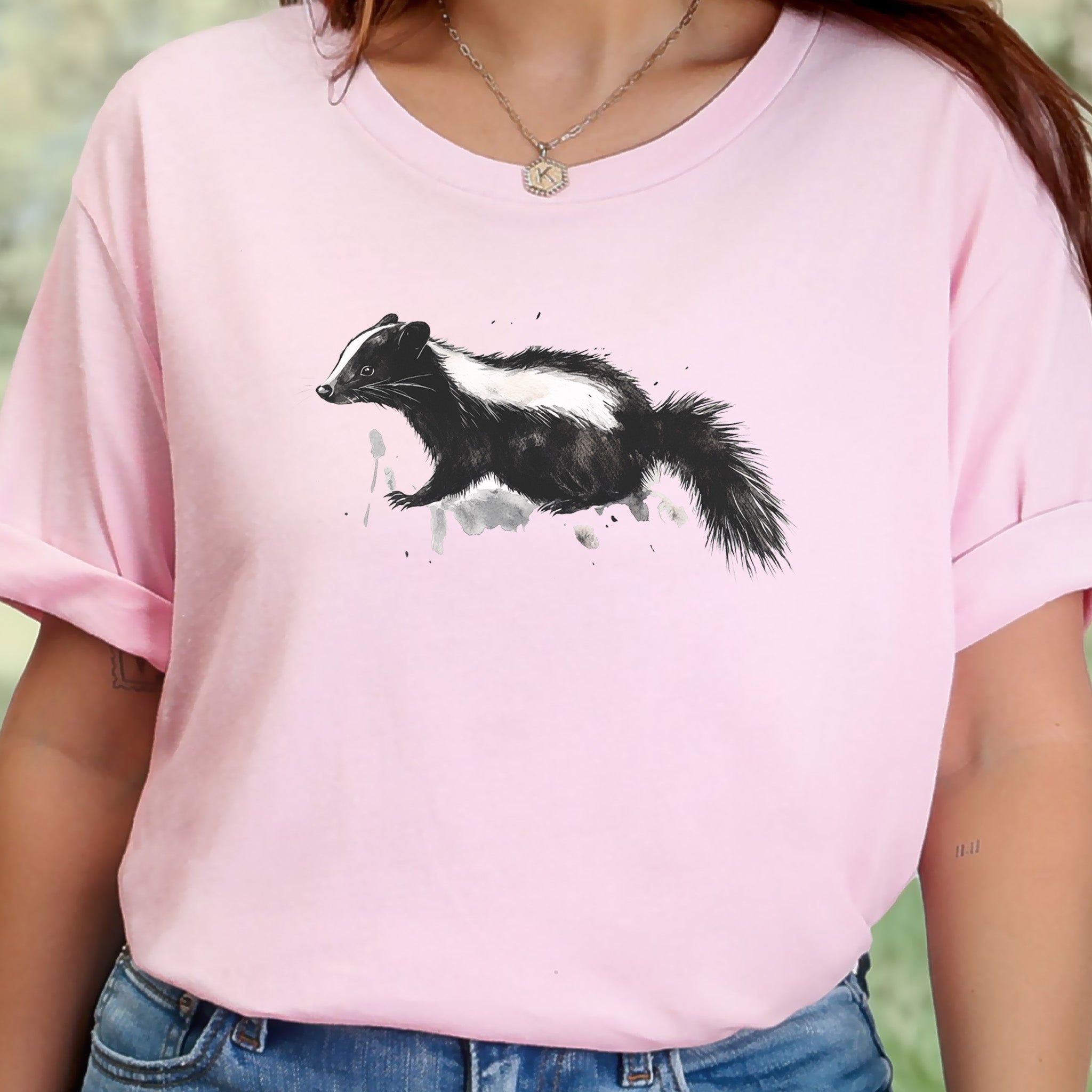 Watercolor Skunk T-Shirt – Cute & Quirky Forest Animal Lover Tee