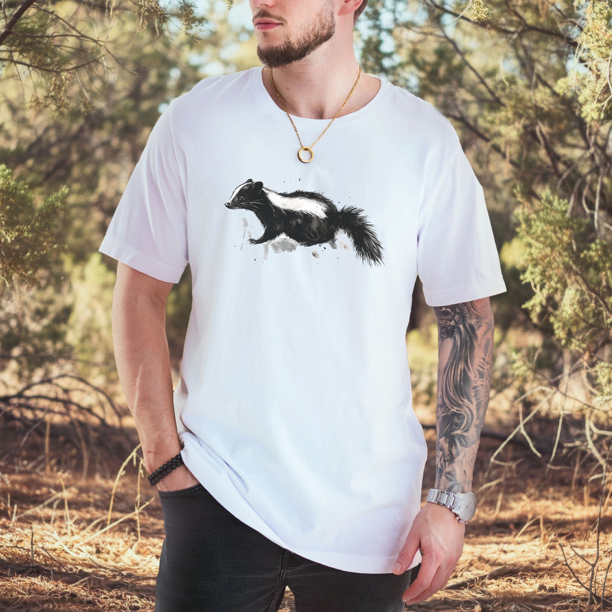 Watercolor Skunk T-Shirt – Cute & Quirky Forest Animal Lover Tee