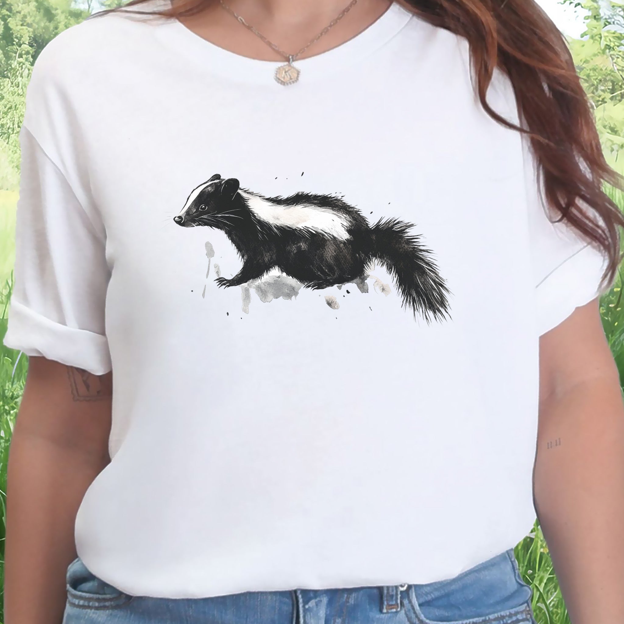 Watercolor Skunk T-Shirt – Cute & Quirky Forest Animal Lover Tee