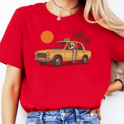 Sloth Taxi Driver T-Shirt – Funny Sloth Lover Shirt with Sunset & Palms