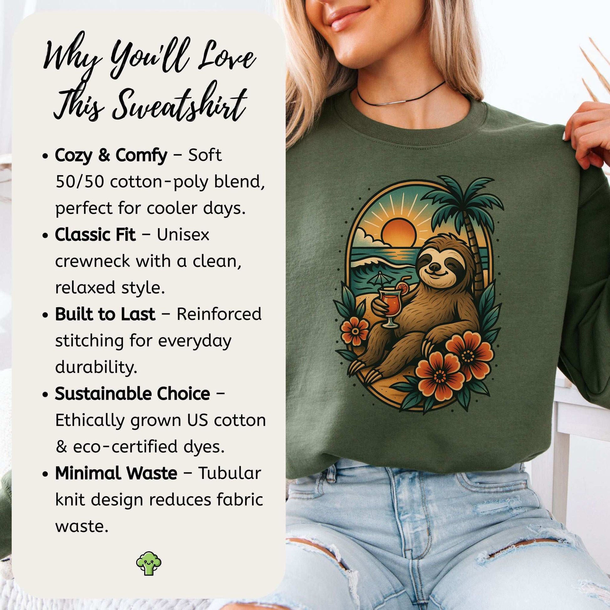 Sloth Beach Sweatshirt – Vacation Vibes for Chill Animal Lovers