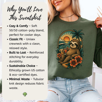 Sloth Beach Sweatshirt – Vacation Vibes for Chill Animal Lovers