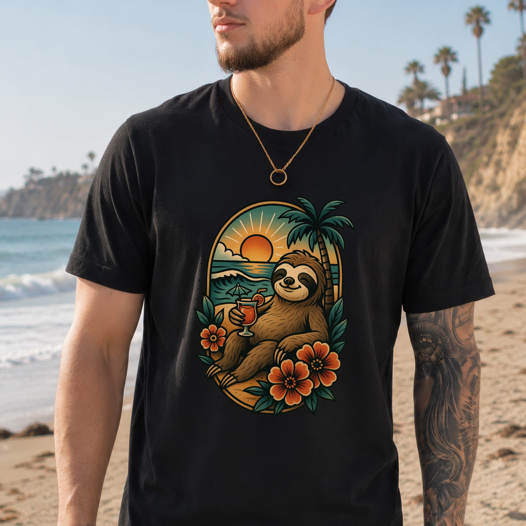 Sloth Beach Vibes Vacation T-Shirt