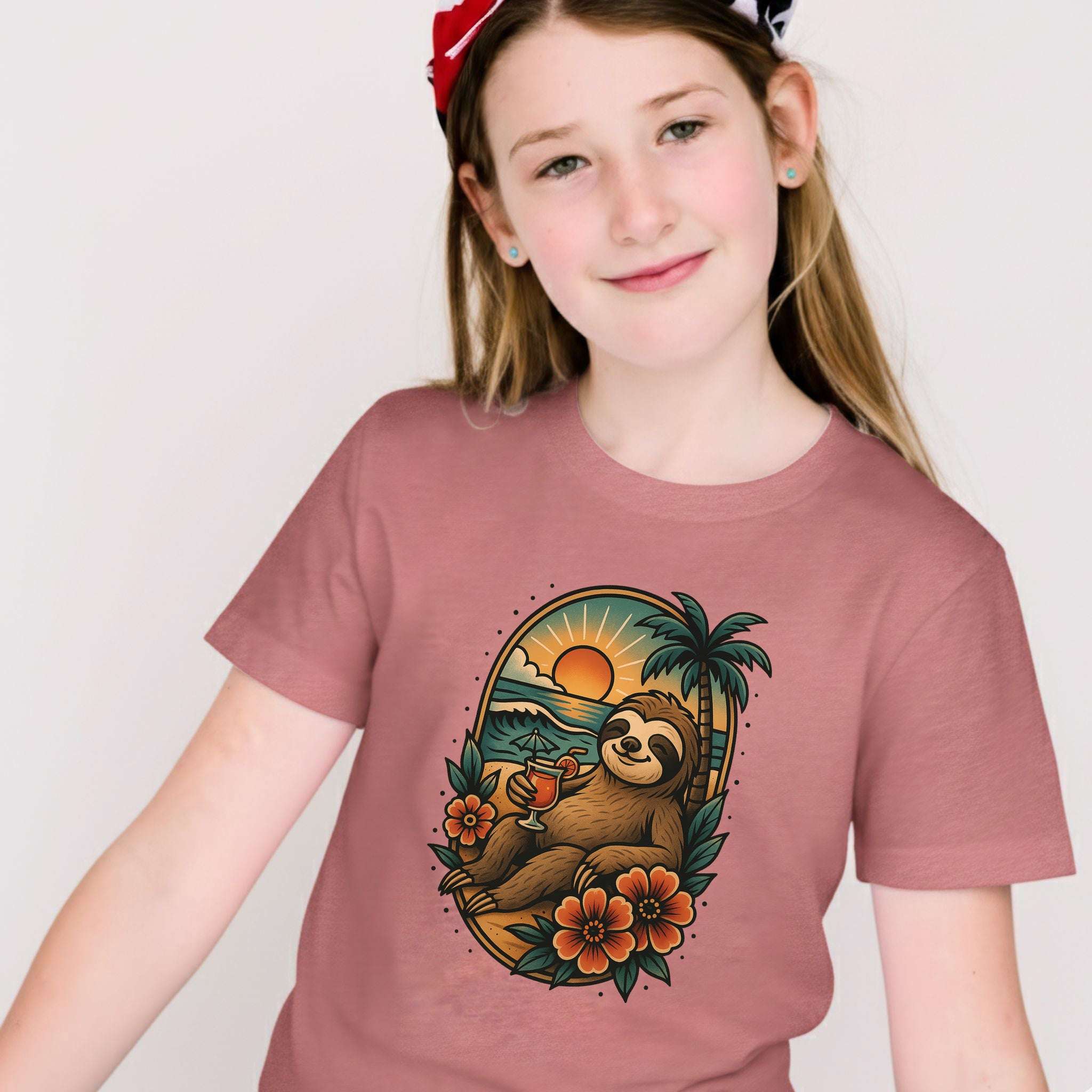 Sloth Beach Vibes – Tropical Chill Mode Youth Tee