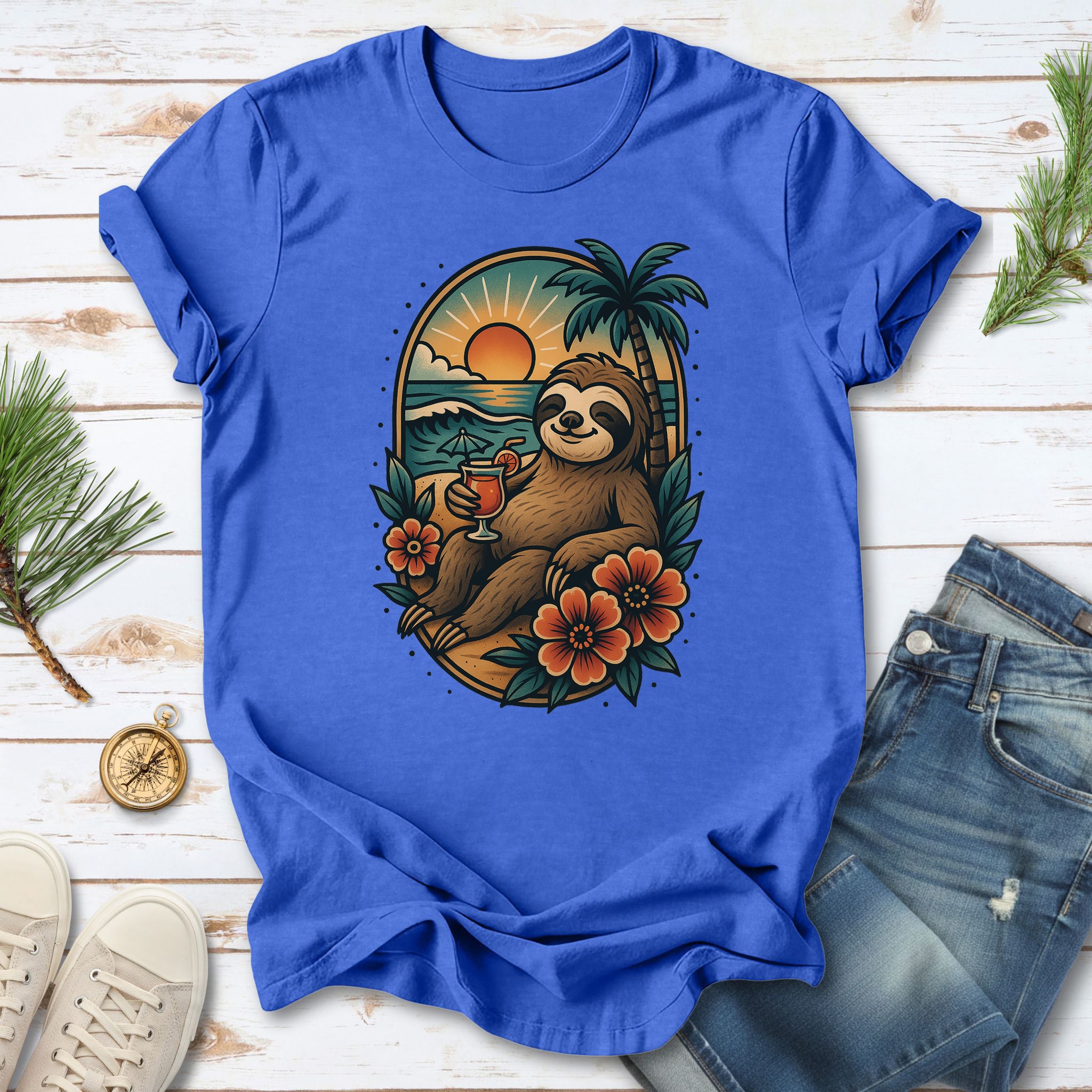 Sloth Beach Vibes Vacation T-Shirt