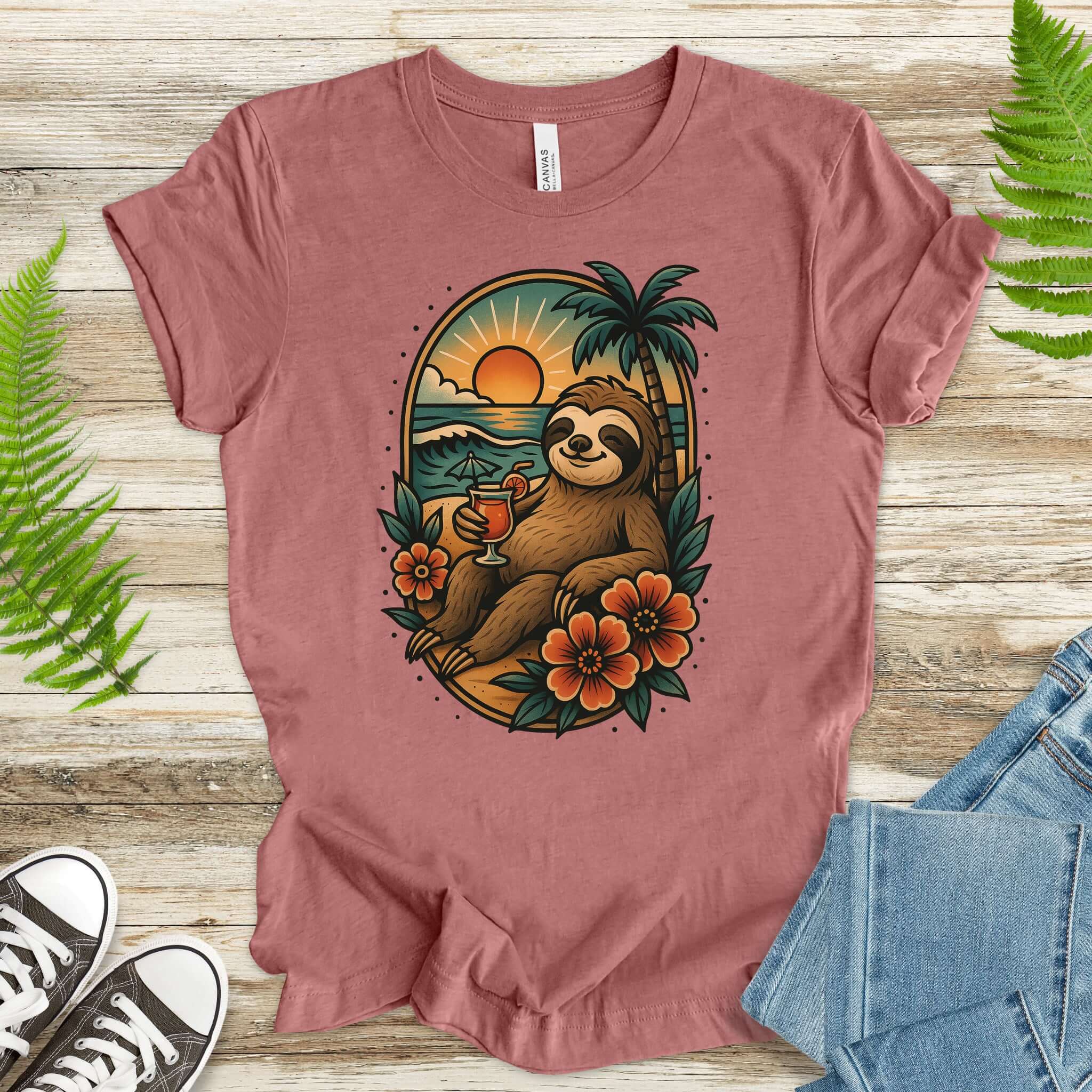 Sloth Beach Vibes Vacation T-Shirt