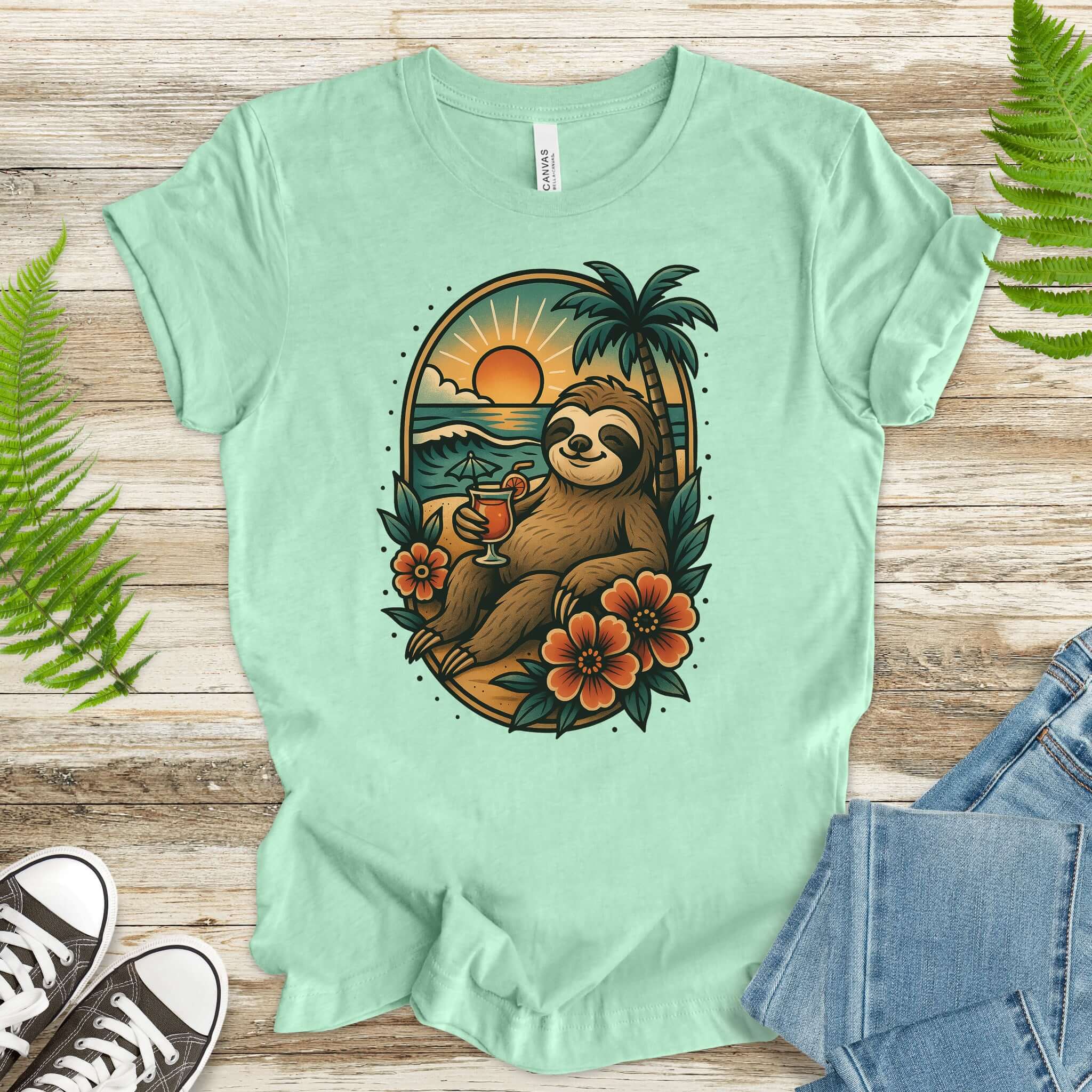 Sloth Beach Vibes Vacation T-Shirt