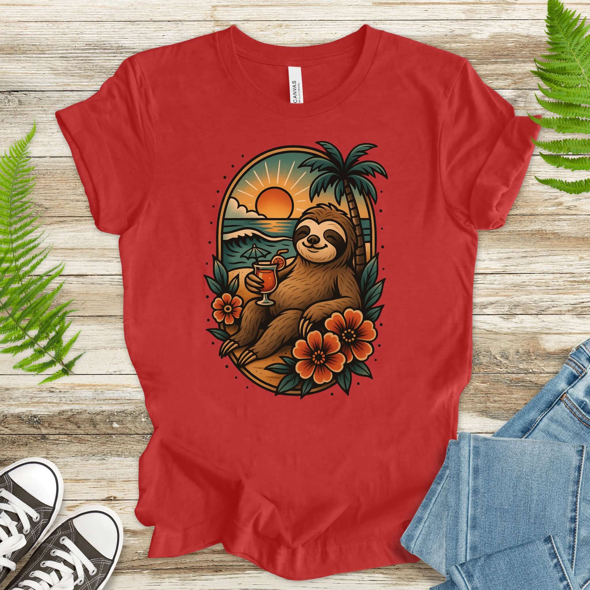 Sloth Beach Vibes Vacation T-Shirt