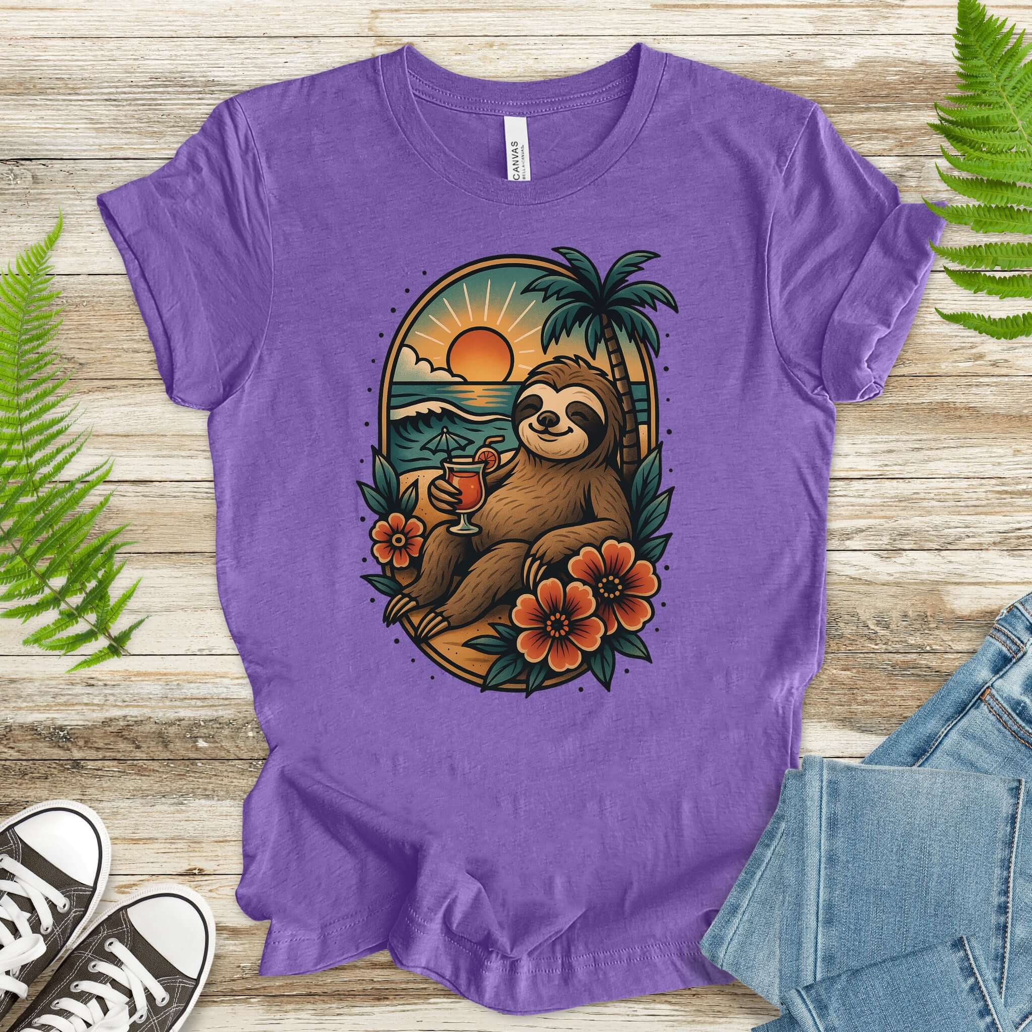 Sloth Beach Vibes Vacation T-Shirt
