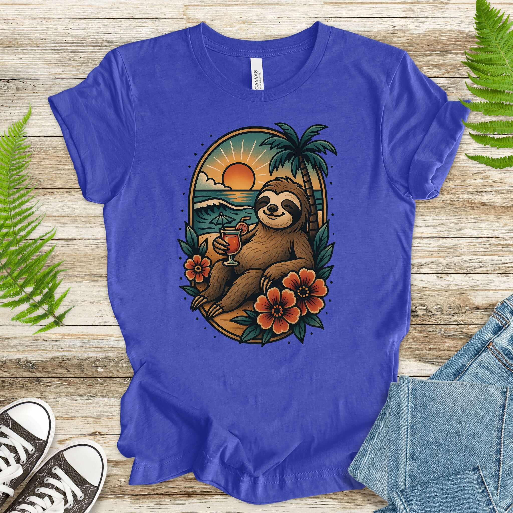Sloth Beach Vibes Vacation T-Shirt