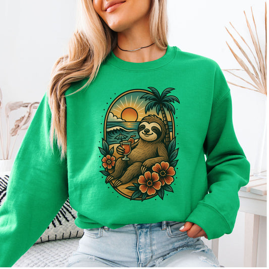 Sloth Beach Sweatshirt – Vacation Vibes for Chill Animal Lovers