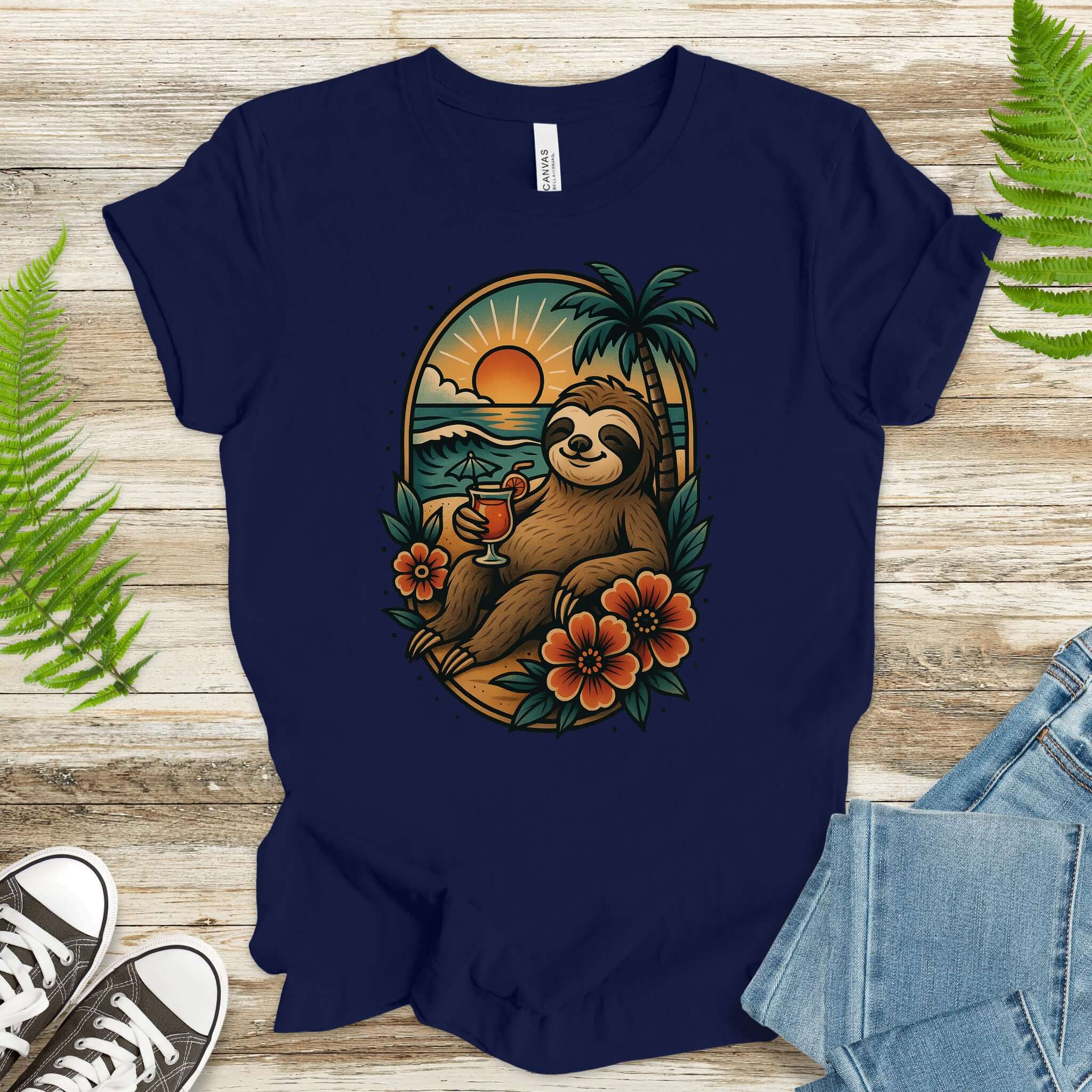 Sloth Beach Vibes Vacation T-Shirt