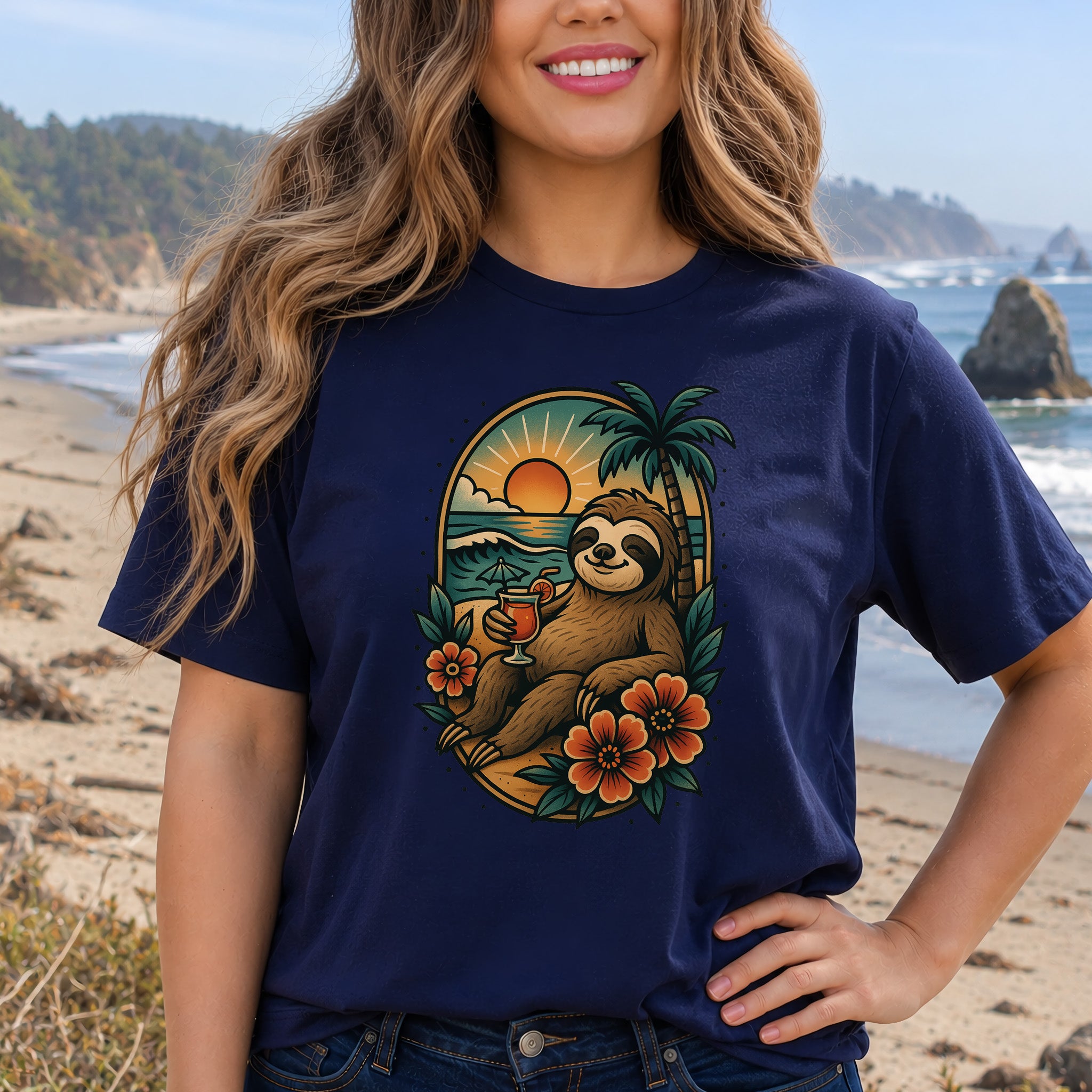 Sloth Beach Vibes Vacation T-Shirt