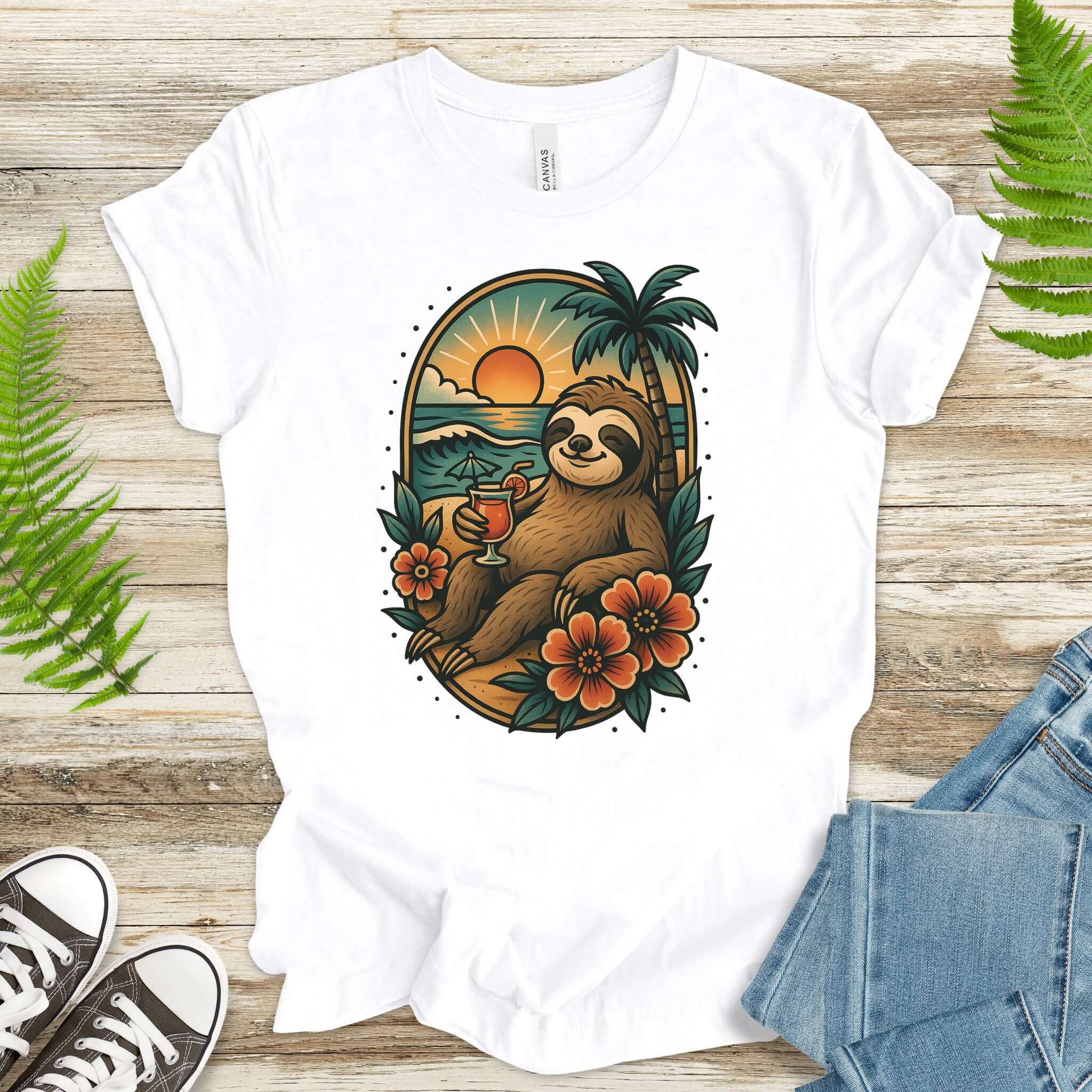 Sloth Beach Vibes Vacation T-Shirt