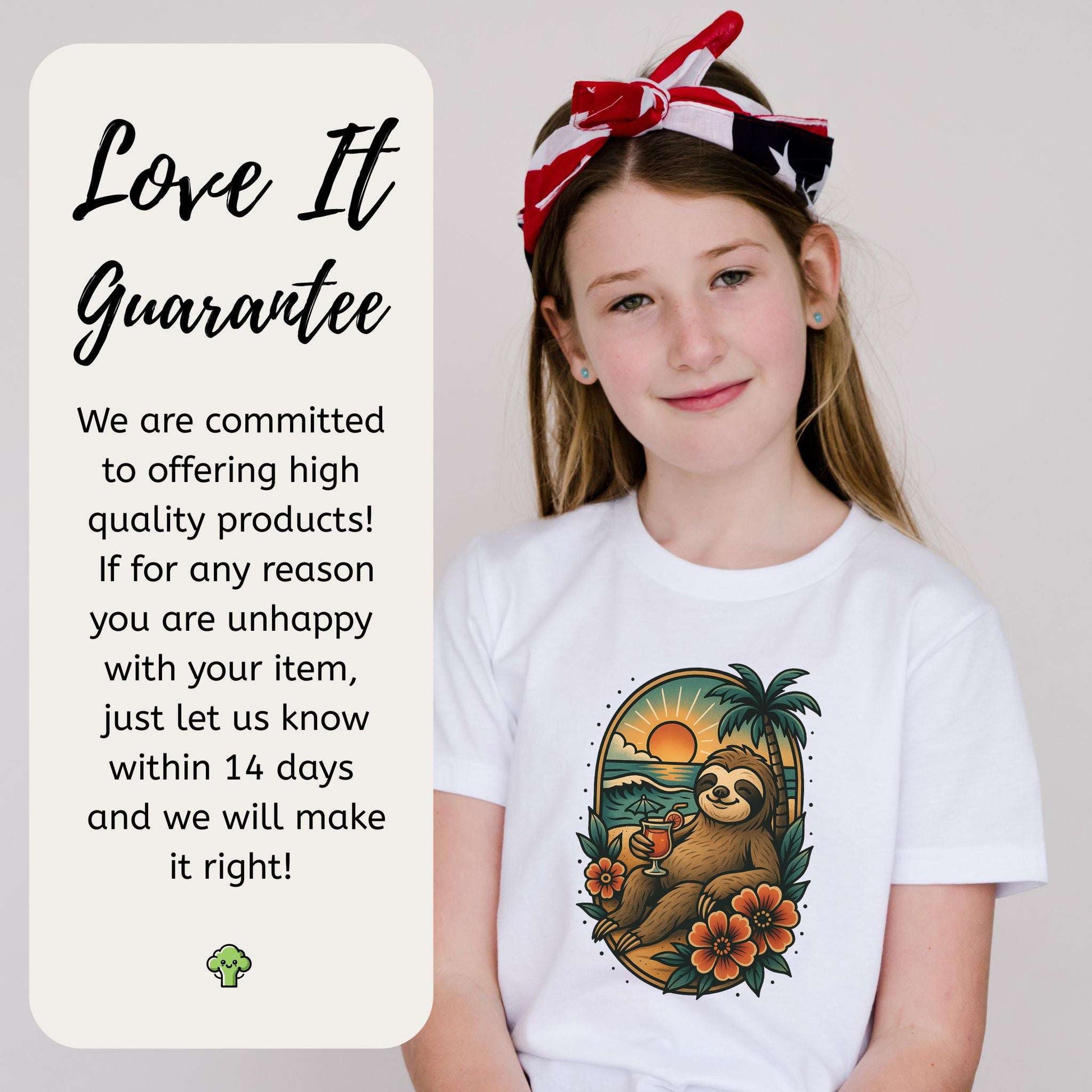 Sloth Beach Vibes – Tropical Chill Mode Youth Tee