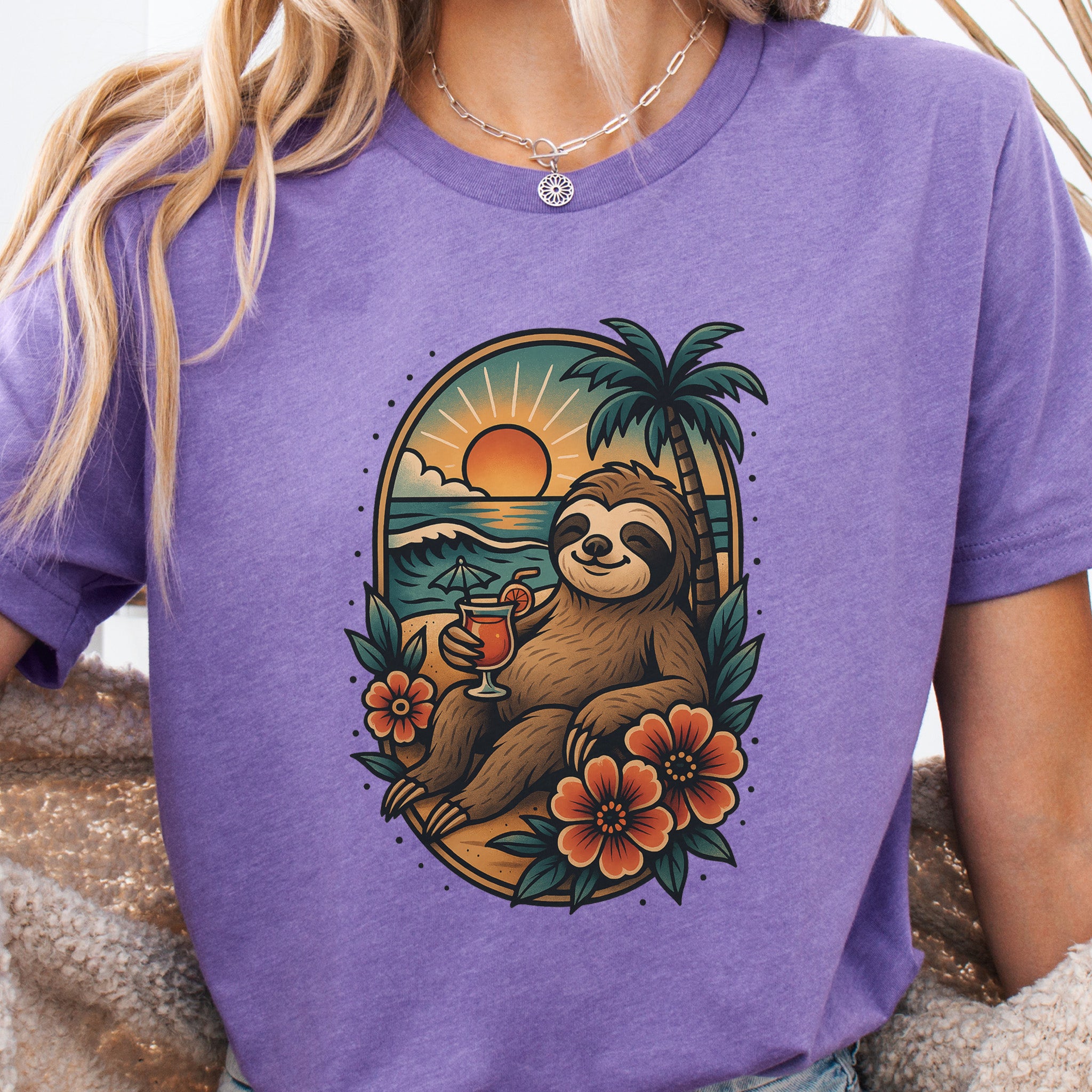 Sloth Beach Vibes Vacation T-Shirt