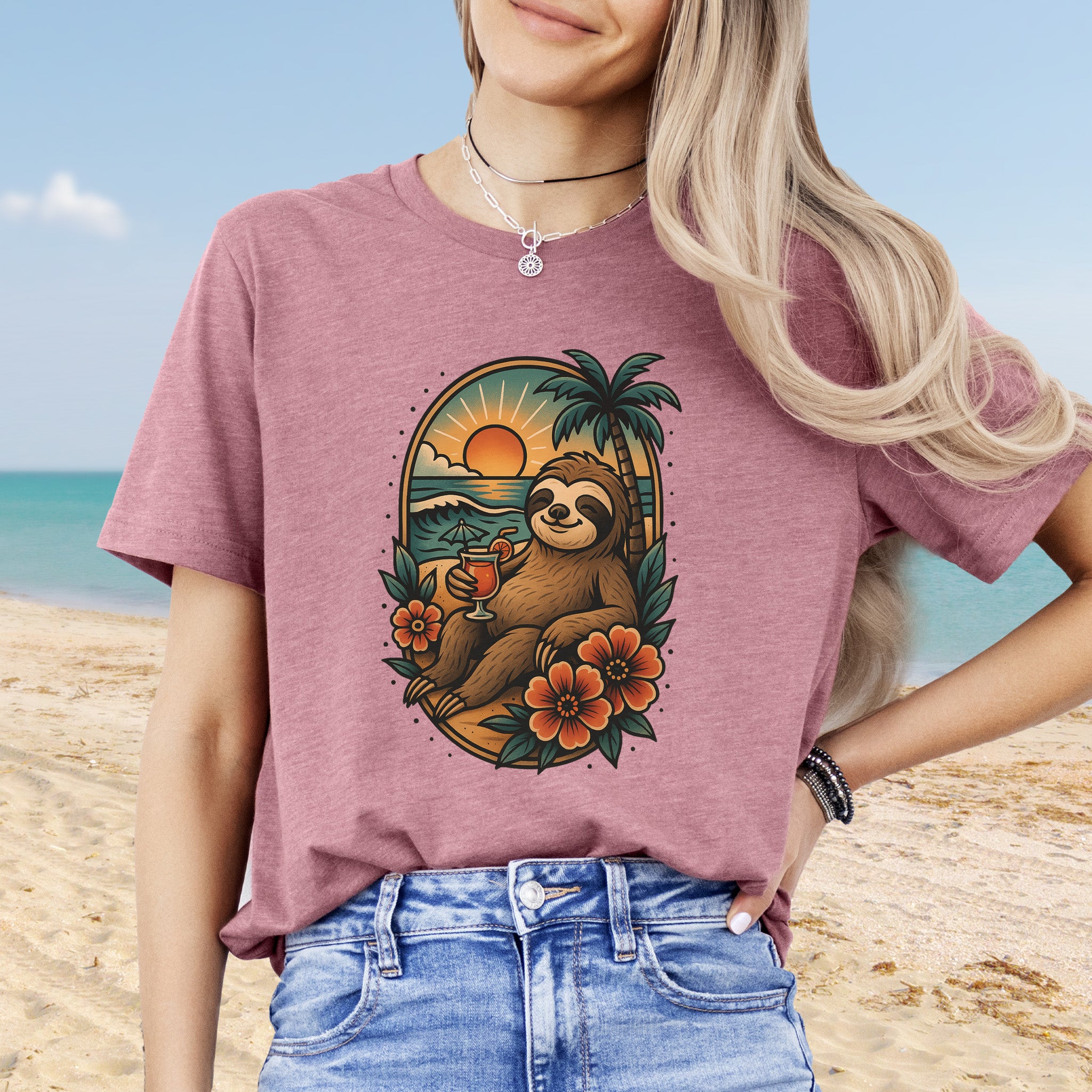 Sloth Beach Vibes Vacation T-Shirt