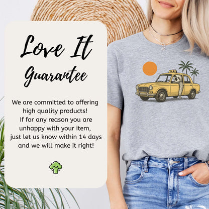 Sloth Taxi Driver T-Shirt – Funny Sloth Lover Shirt with Sunset & Palms