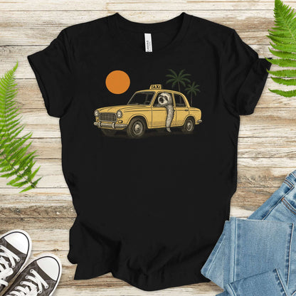 Sloth Taxi Driver T-Shirt – Funny Sloth Lover Shirt with Sunset & Palms