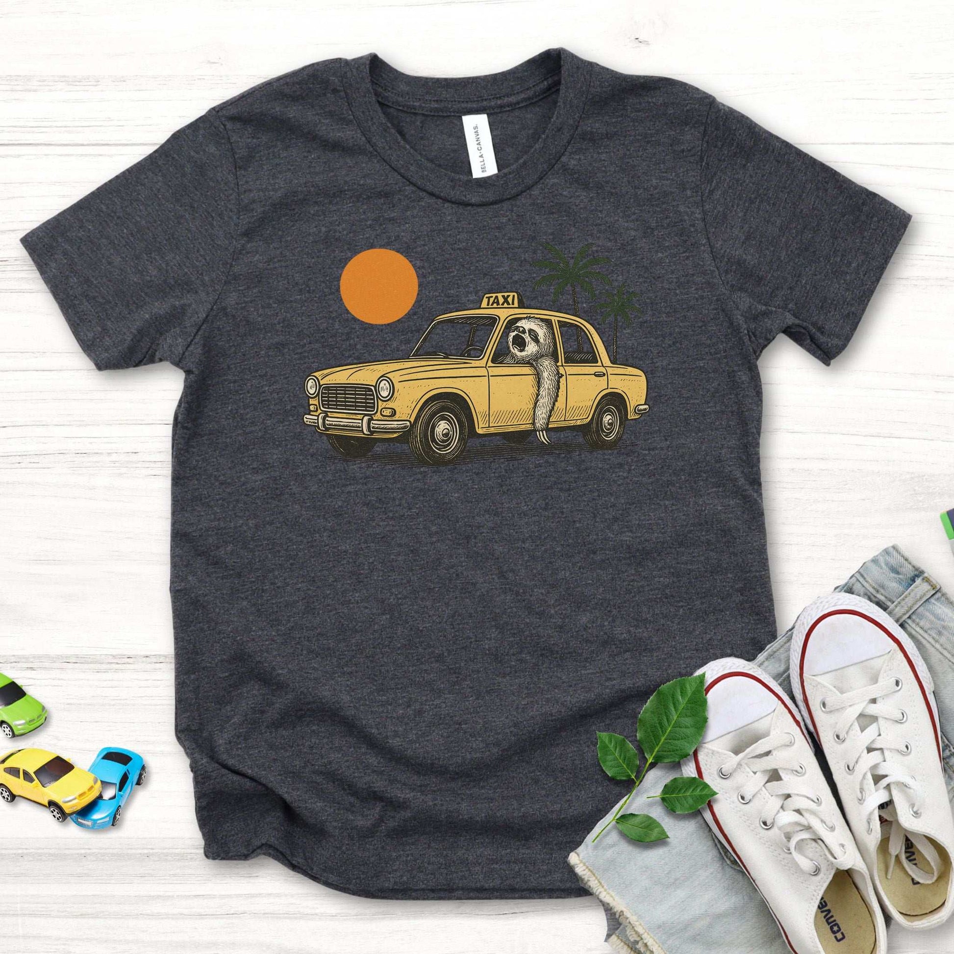 Sloth Taxi Driver – Tropical Sunset Cruiser Youth Tee