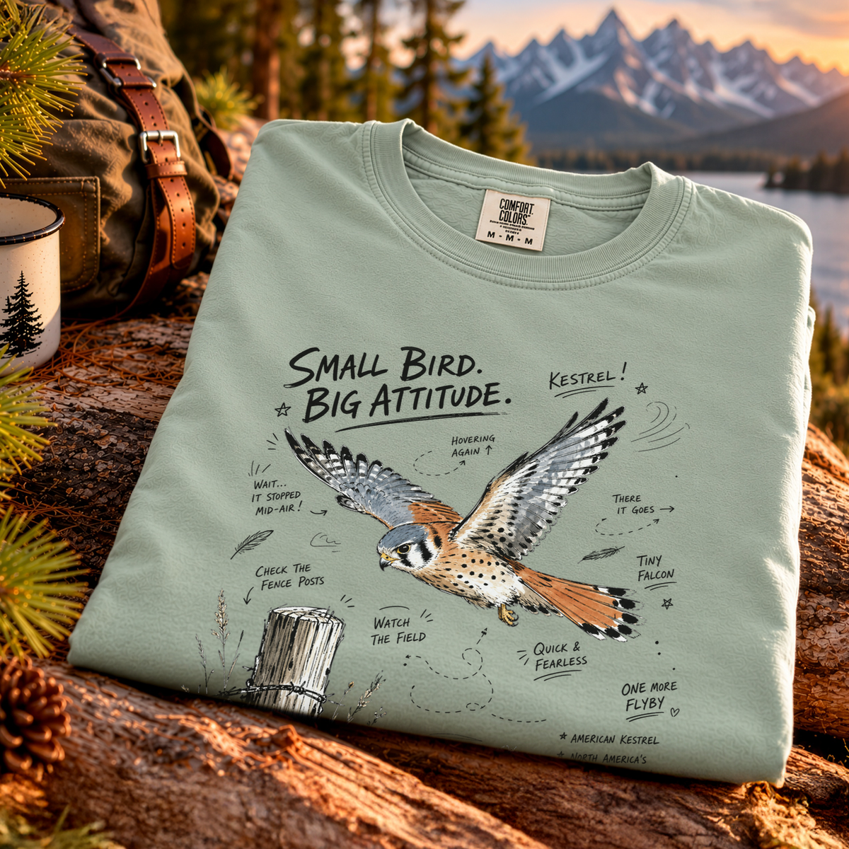 Small Bird, Big Attitude Comfort Colors Shirt – American Kestrel Tee