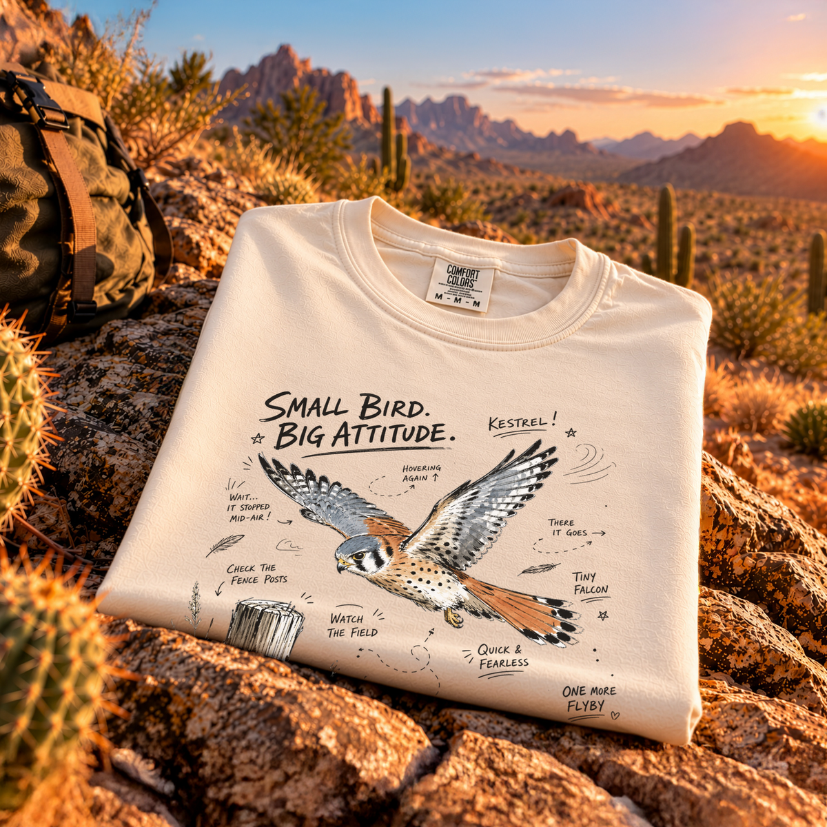 Small Bird, Big Attitude Comfort Colors Shirt – American Kestrel Tee
