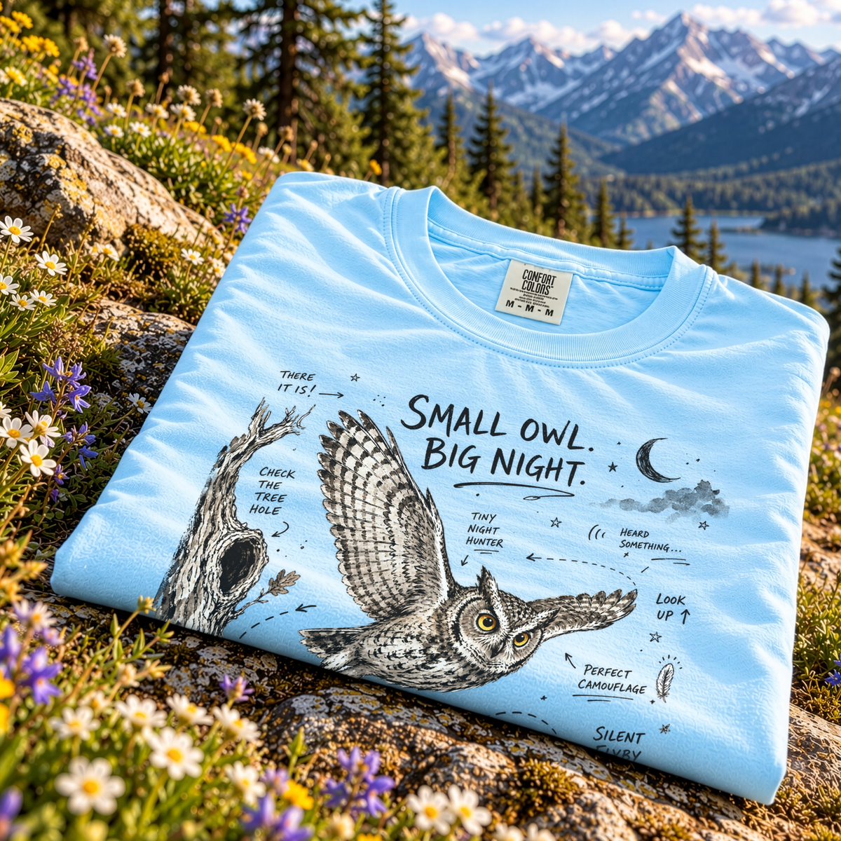 Small Owl Big Night Comfort Colors Shirt – Eastern Screech Owl Tee