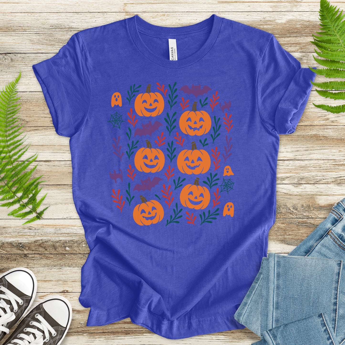 Pumpkin Bats Halloween T-Shirt – Cute Spooky Doodles Fall Tee