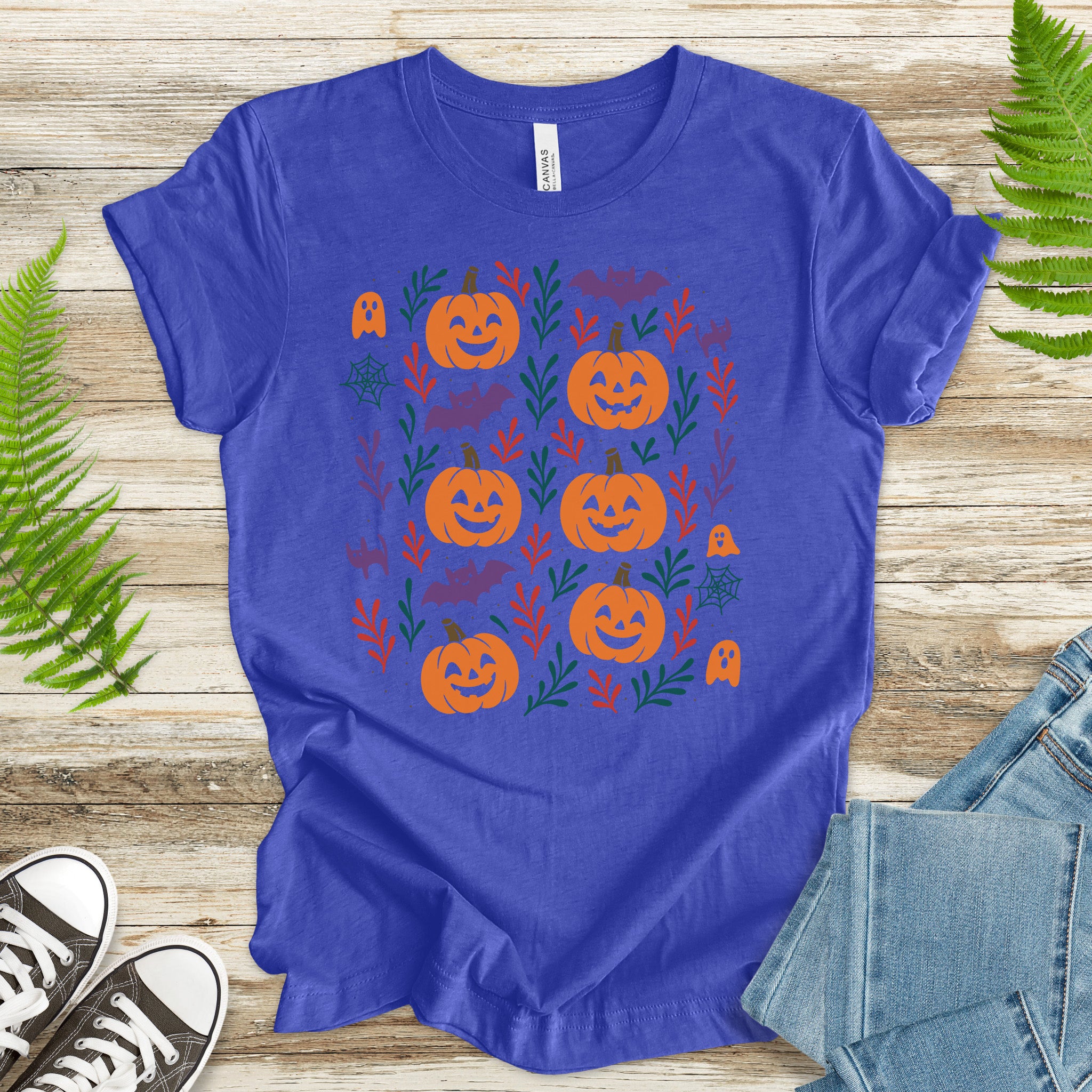 Pumpkin Bats Halloween T-Shirt – Cute Spooky Doodles Fall Tee