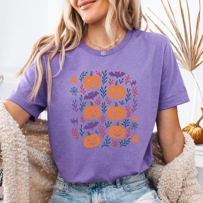 Pumpkin Bats Halloween T-Shirt – Cute Spooky Doodles Fall Tee