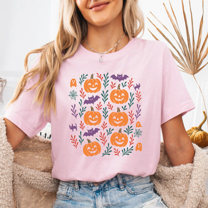 Pumpkin Bats Halloween T-Shirt – Cute Spooky Doodles Fall Tee