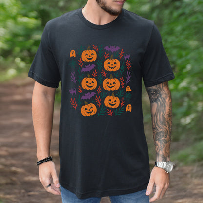 Pumpkin Bats Halloween T-Shirt – Cute Spooky Doodles Fall Tee