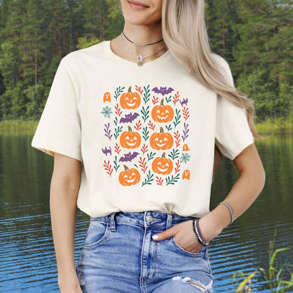 Pumpkin Bats Halloween T-Shirt – Cute Spooky Doodles Fall Tee