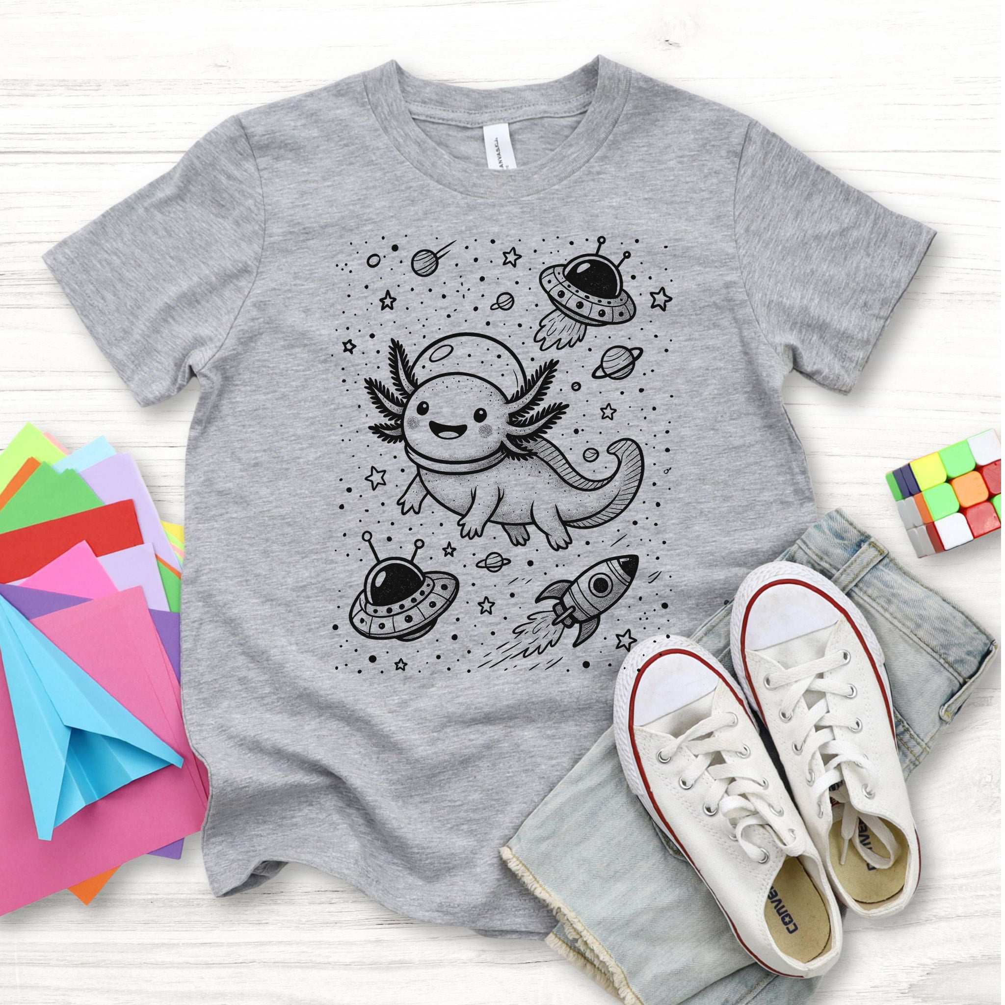 Space Axolotl Adventure – Galactic Cutie Youth Tee