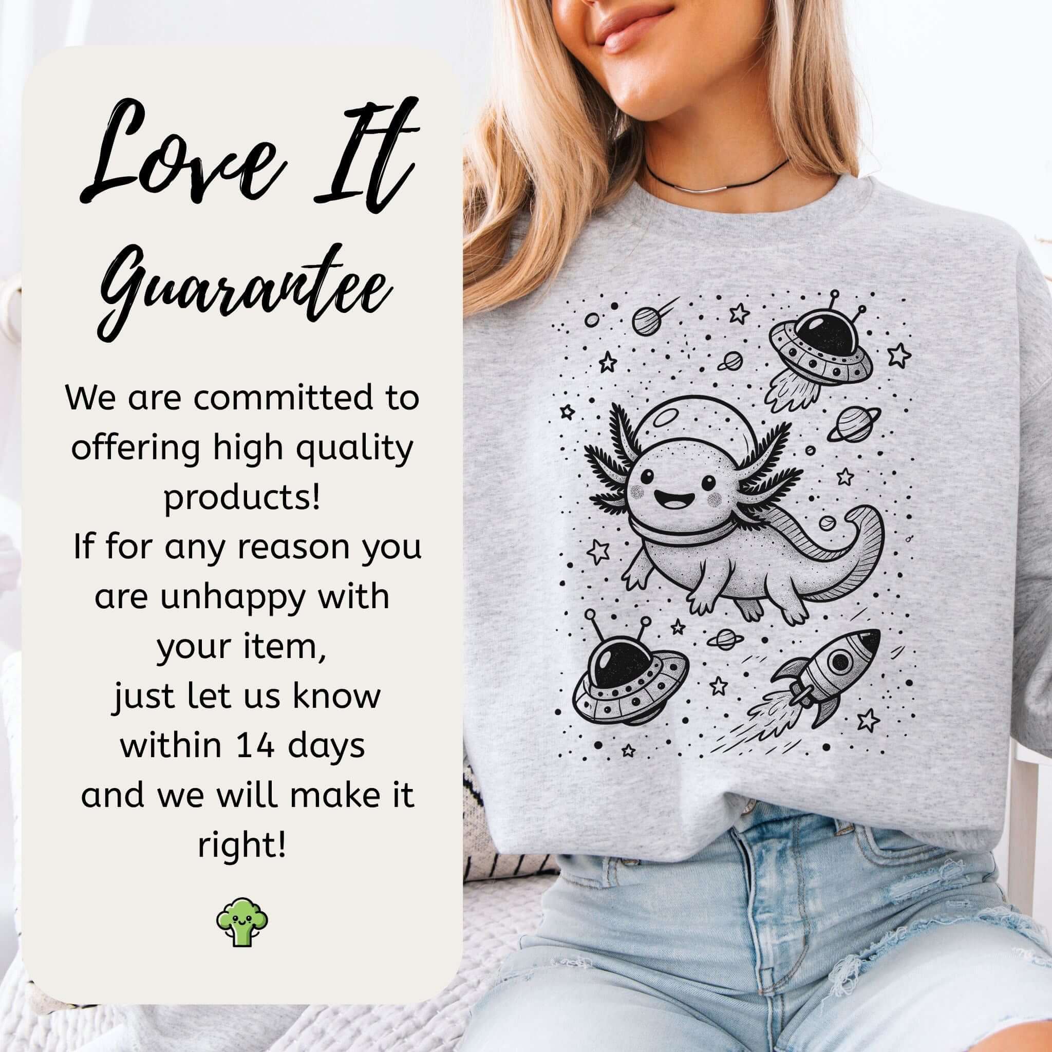 Axolotl in Space Sweatshirt – Funny Amphibian Lover Gift Crewneck