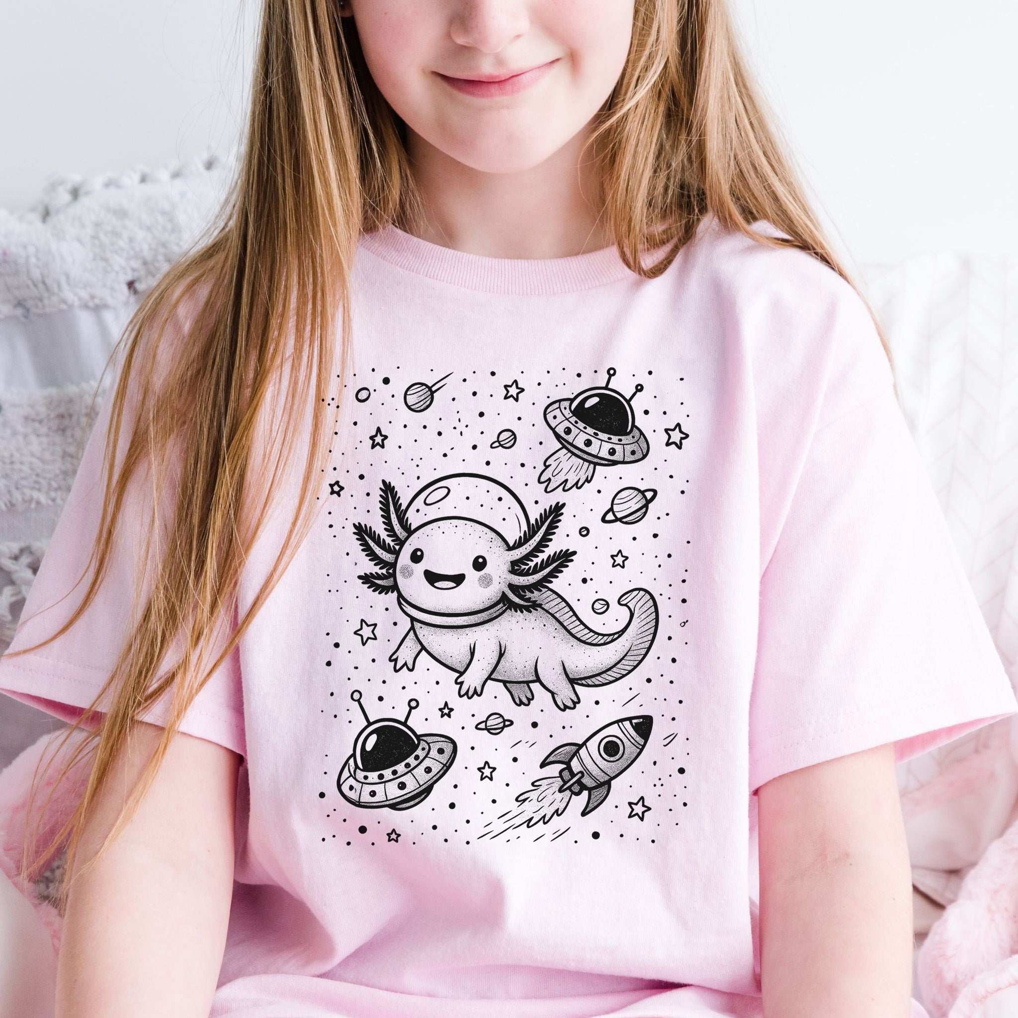 Space Axolotl Adventure – Galactic Cutie Youth Tee