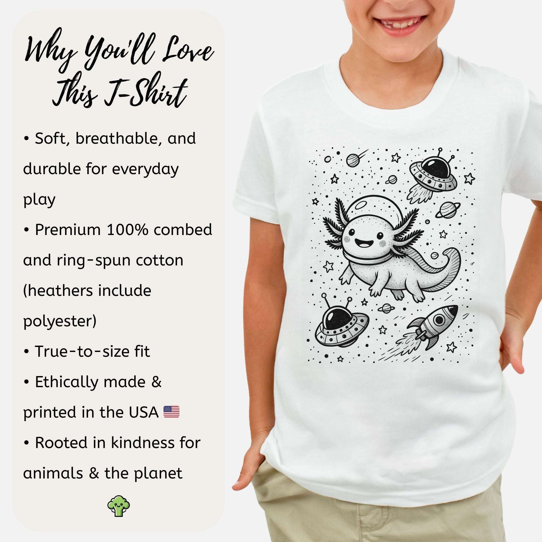 Space Axolotl Adventure – Galactic Cutie Youth Tee
