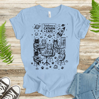 Space Cats Café Funny T-Shirt