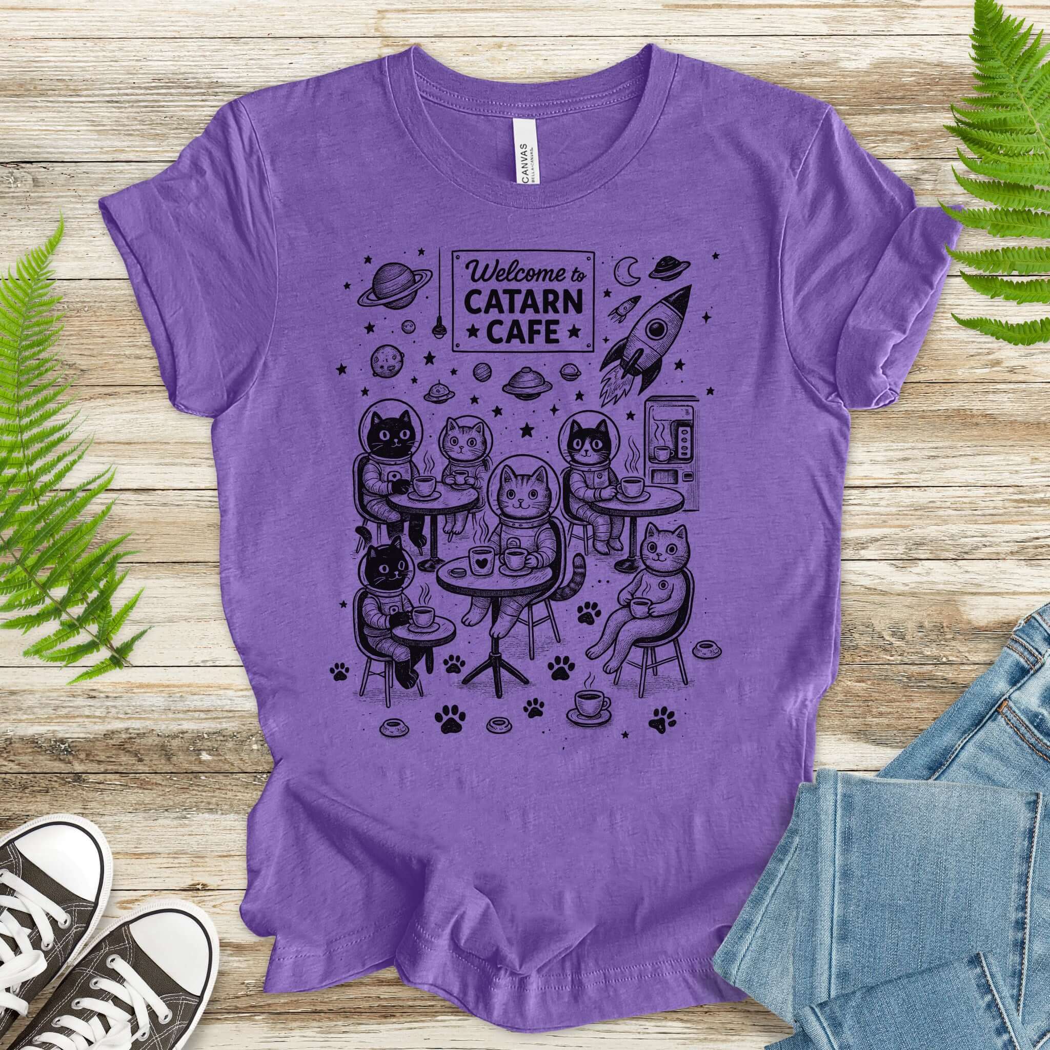 Space Cats Café Funny T-Shirt