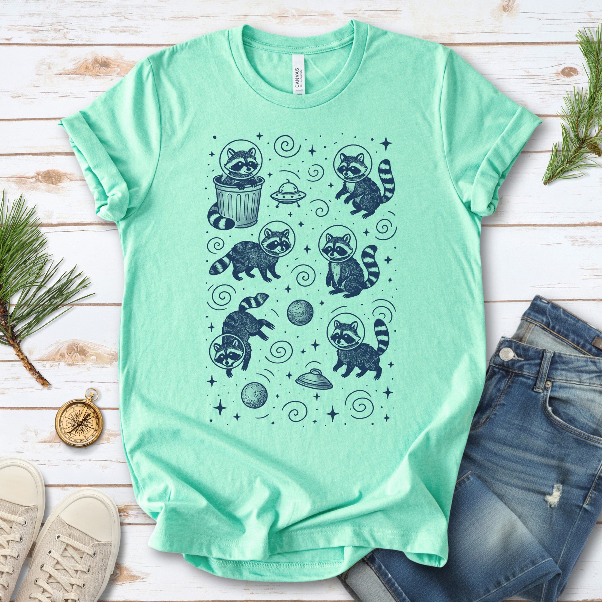 Space Raccoons Adventure Funny T-Shirt